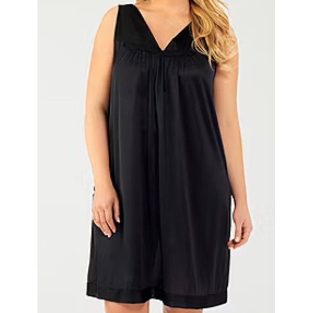 Exquisite Form Midnight Black Nylon Tricot Sleeveless Nightgown 2X NWT